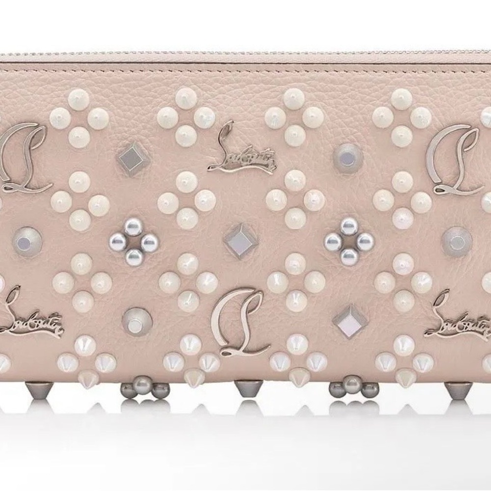 Christian Louboutin Nude Pearl-Studded Leather Wallet